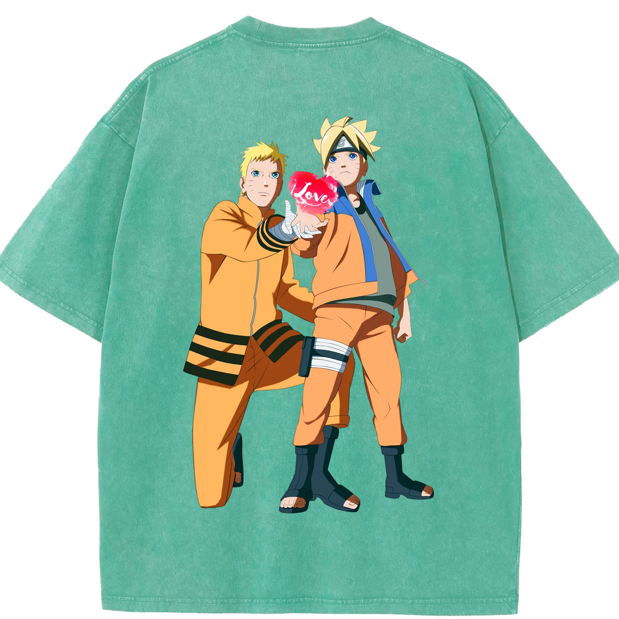 （画像用） NARUTO -ナルト- うずまき ボルト Uzumaki Boruto 綿100% ヴィンテージ風 半袖Tシャツ（背面プリント）